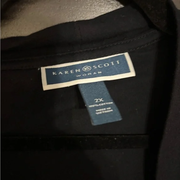 NWOT Karen Scott Black Open Front Knit Cardigan - Picture 2 of 2